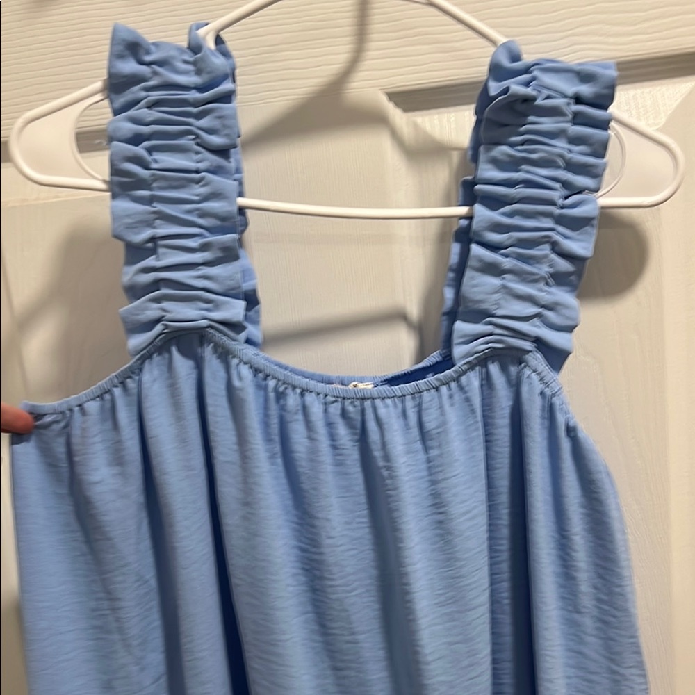 Light Blue Ruched Strap Dress - Picture 2 of 3